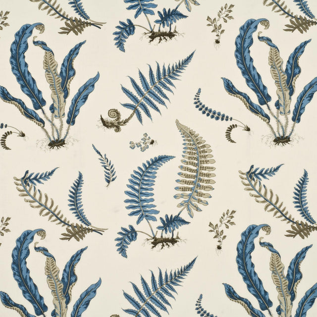 G P & J Baker FERNS INDIGO/WHITE Drapery Fabric
