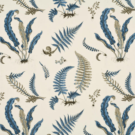 G P & J Baker FERNS INDIGO/WHITE Drapery Fabric