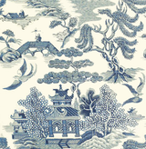 Lee Jofa WILLOW LAKE BLUE/CREAM Wallpaper