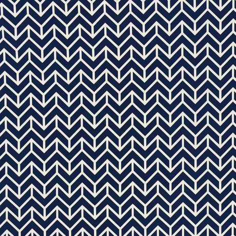 Schumacher Chevron Indoor/Outdoor Navy Fabric