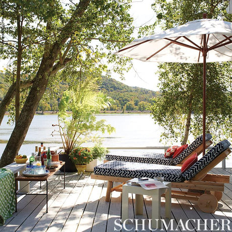 Schumacher Chevron Indoor/Outdoor Navy Fabric