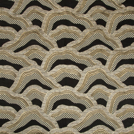 Brunschwig & Fils LES RIZIERES EMB BLACK/GOLD Fabric