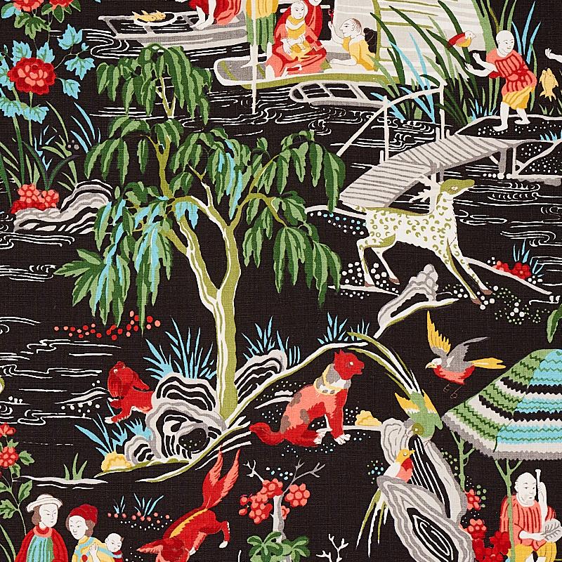 Schumacher Yangtze River Onyx Fabric