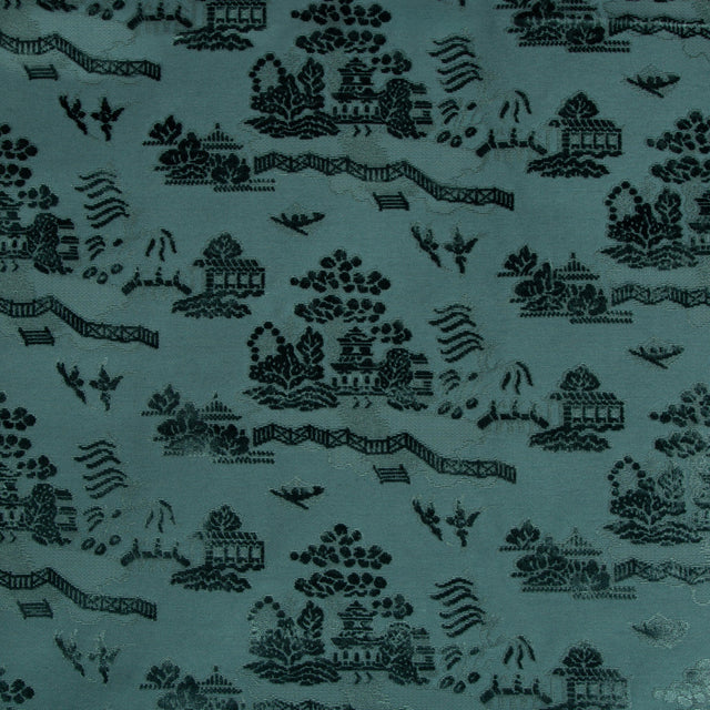 Brunschwig & Fils LA PAGODE VELVET TEAL Upholstery Fabric