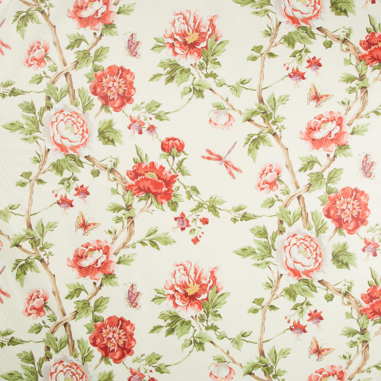 Brunschwig & Fils LES PIVOINES PRINT RED Fabric