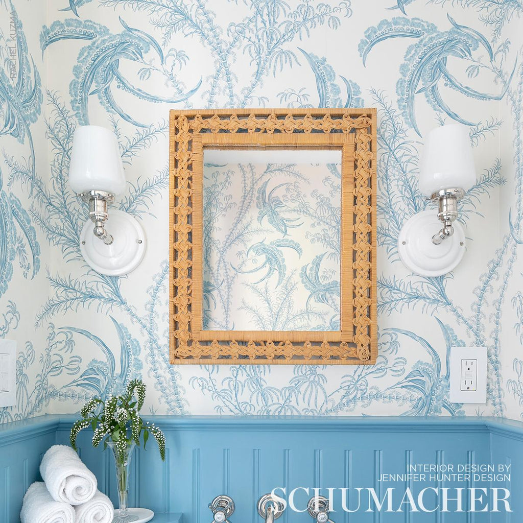 Schumacher Ocean Toile Delft Wallpaper