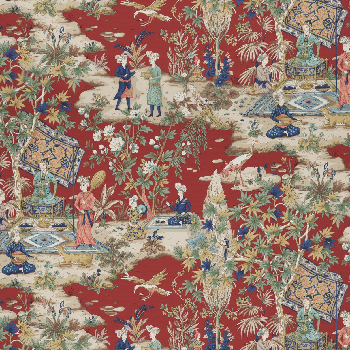 Brunschwig & Fils LODI GARDEN PRINT RED Fabric
