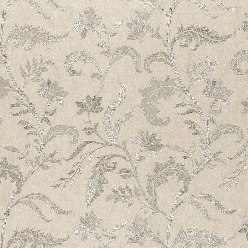 Schumacher Monceau Linen Embroidery Zinc Fabric