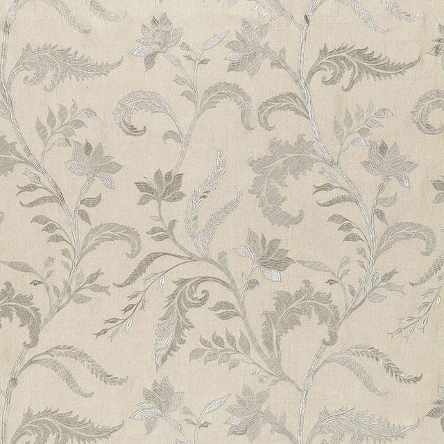 Schumacher Monceau Linen Embroidery Zinc Fabric