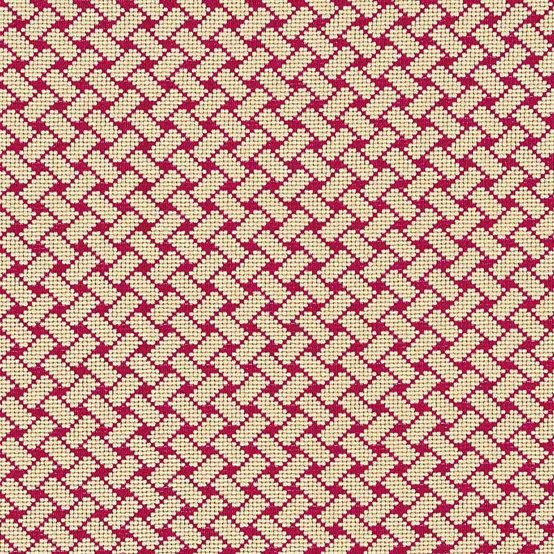 Schumacher Bristol Weave Pingl Carmine Fabric