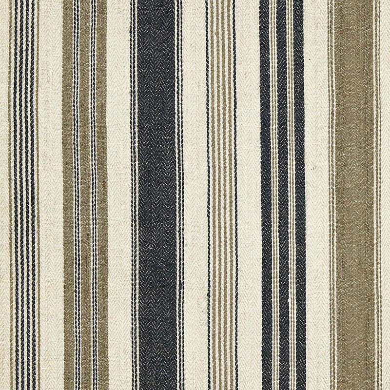 Schumacher Montauban Stripe Noir / Tobacco Fabric