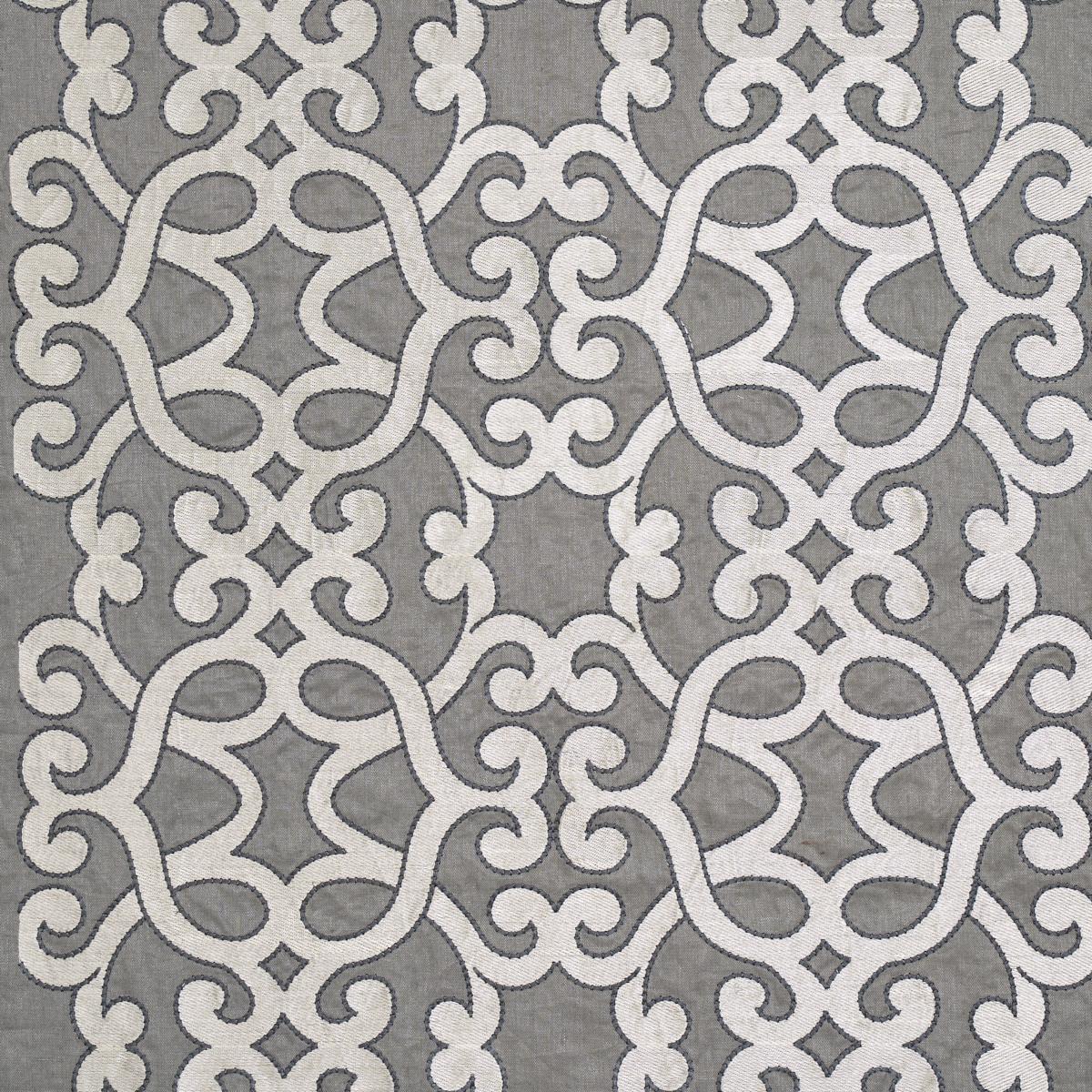 Schumacher Amboise Linen Embroidery Zinc Fabric