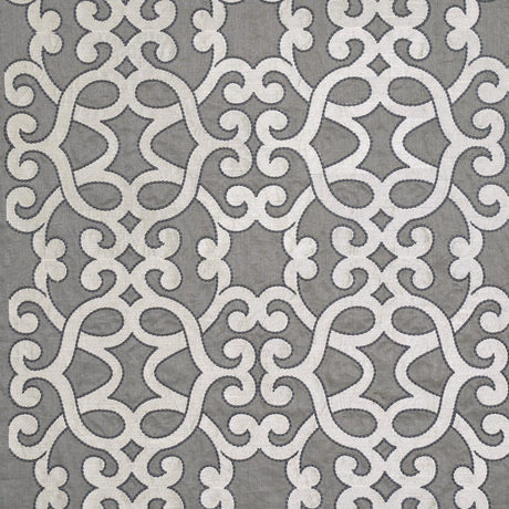 Schumacher Amboise Linen Embroidery Zinc Fabric