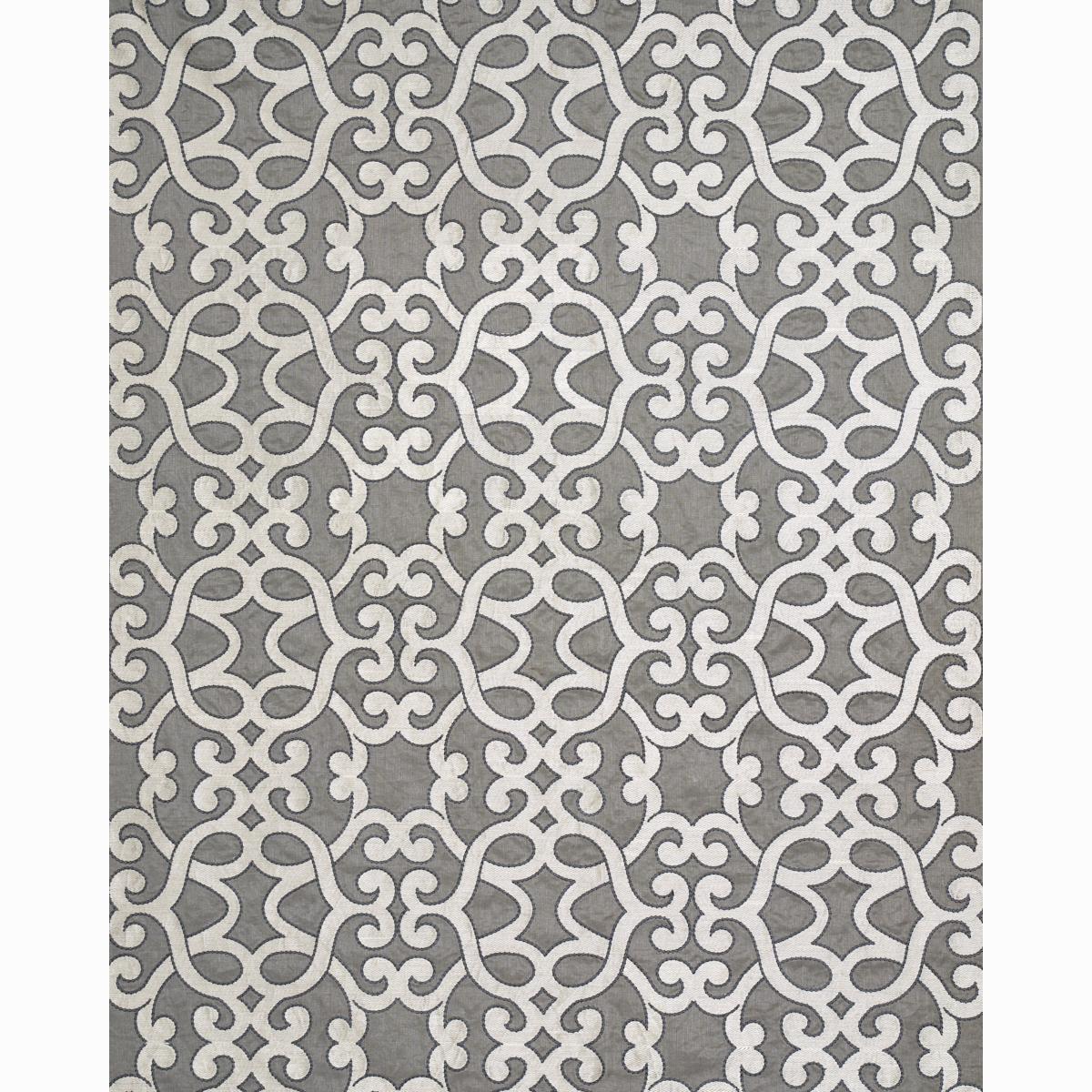 Schumacher Amboise Linen Embroidery Zinc Fabric