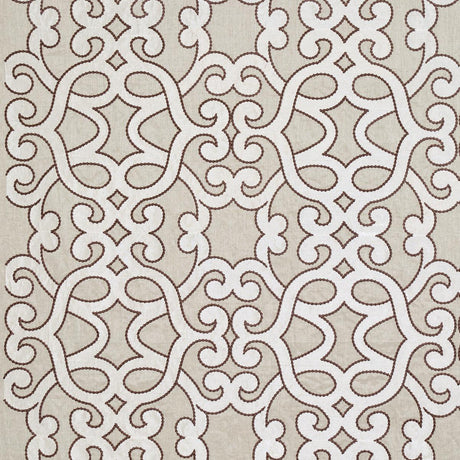 Schumacher Amboise Linen Embroidery Greige Fabric
