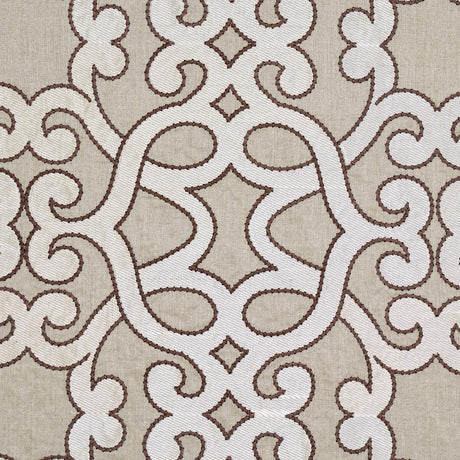 Schumacher Amboise Linen Embroidery Greige Fabric