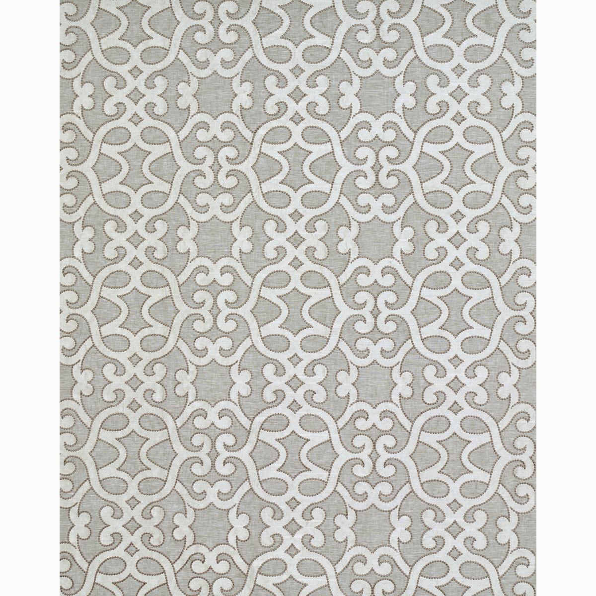 Schumacher Amboise Linen Embroidery Oyster Fabric