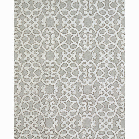 Schumacher Amboise Linen Embroidery Oyster Fabric
