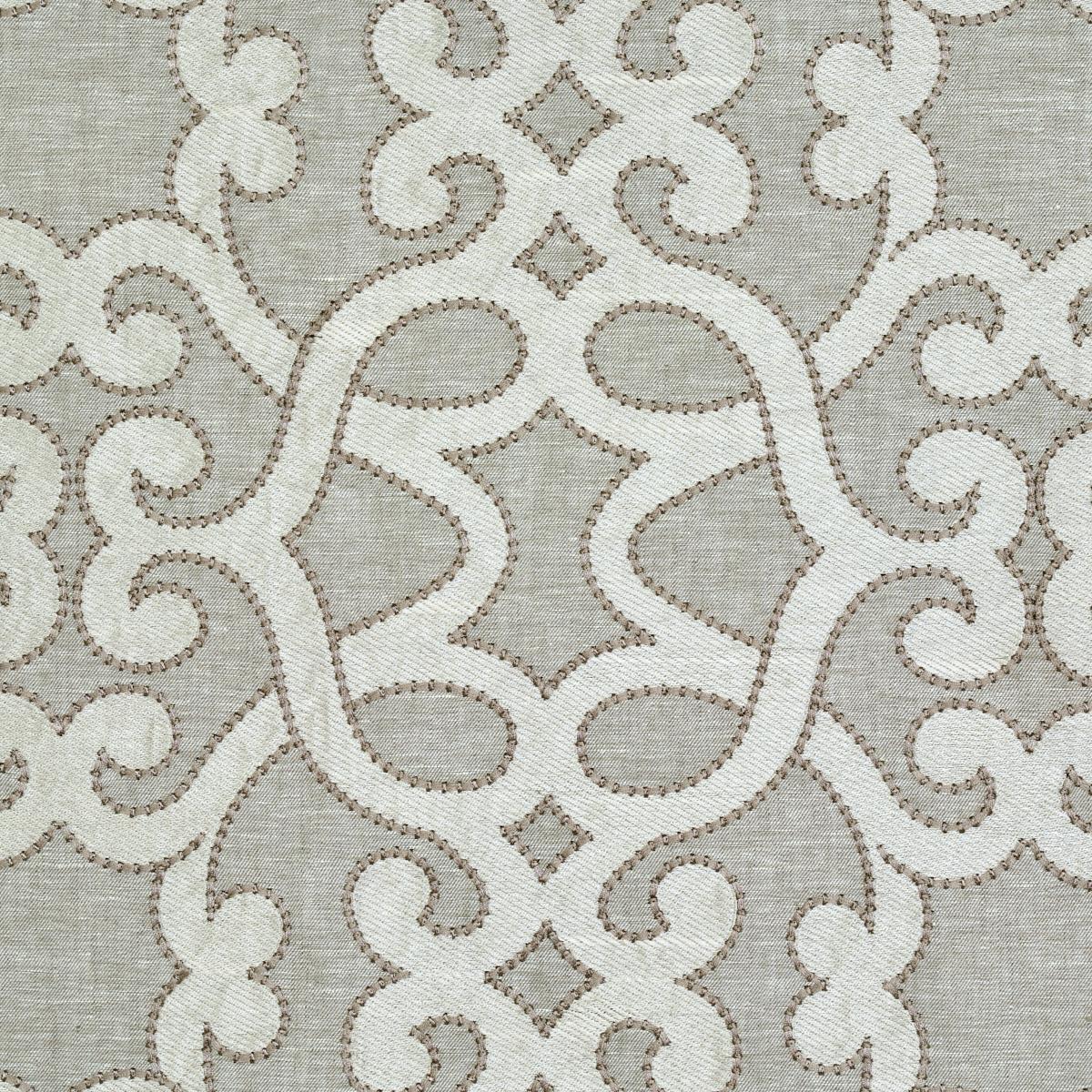 Schumacher Amboise Linen Embroidery Oyster Fabric