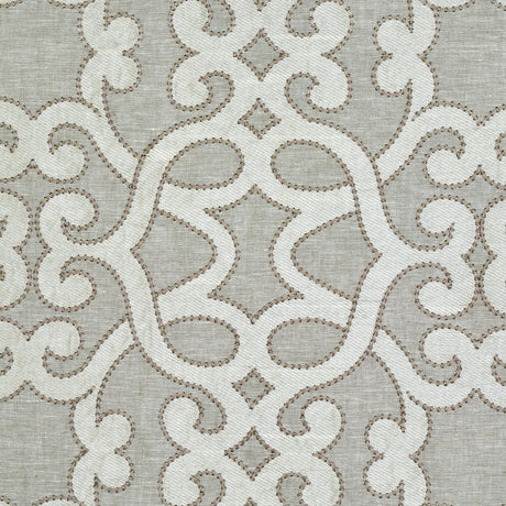 Schumacher Amboise Linen Embroidery Oyster Fabric