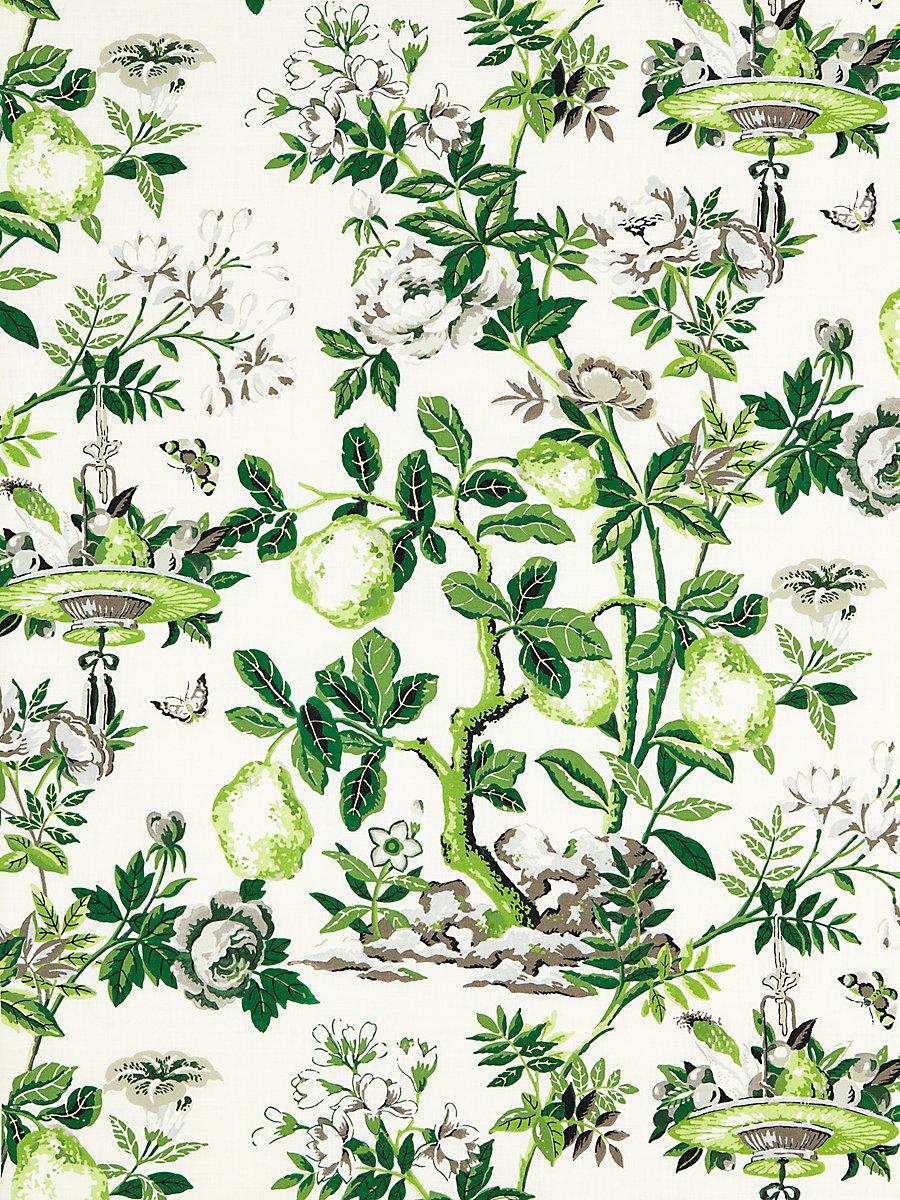 Scalamandre Shantung Garden Cotton Print Verdance Fabric