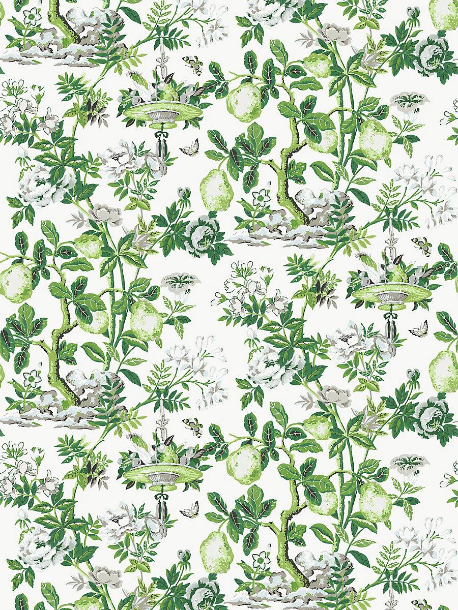 Scalamandre Shantung Garden Cotton Print Verdance Fabric