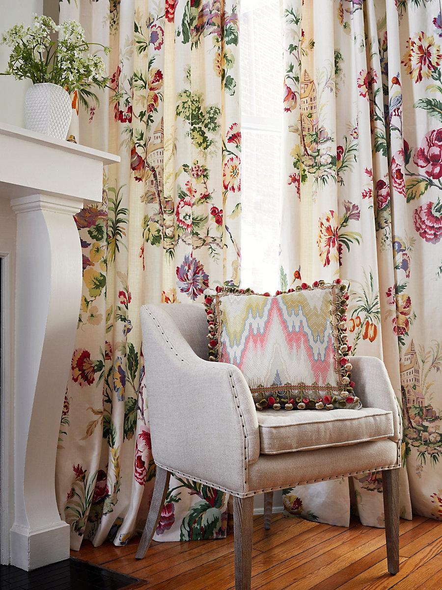 Scalamandre Somerset Linen Print Porcelain Fabric