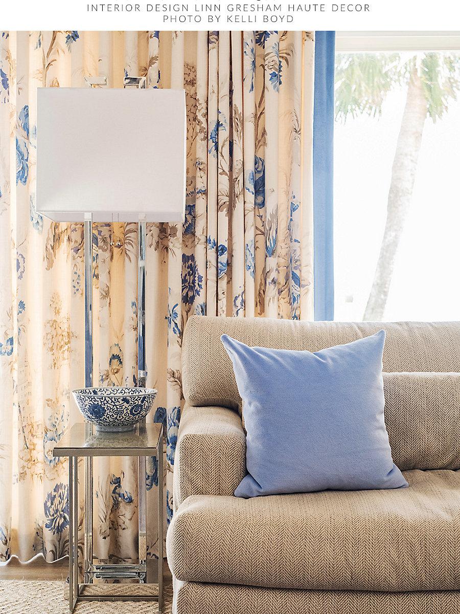 Scalamandre Somerset Linen Print Porcelain Fabric