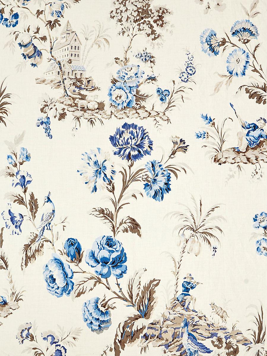 Scalamandre Somerset Linen Print Porcelain Fabric
