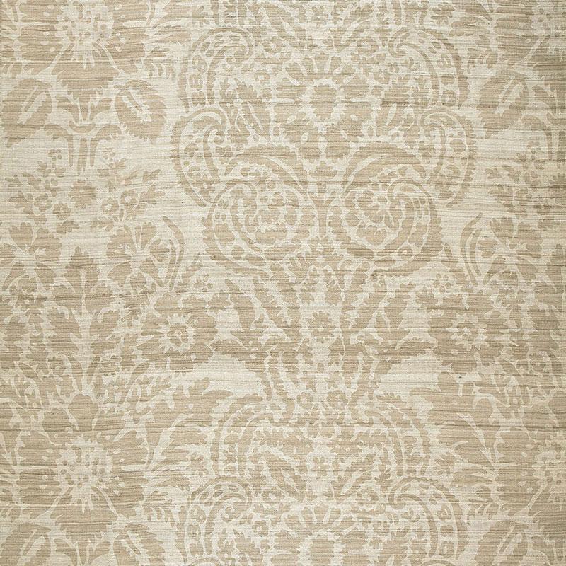 Schumacher Malay Damask Print Putty Fabric
