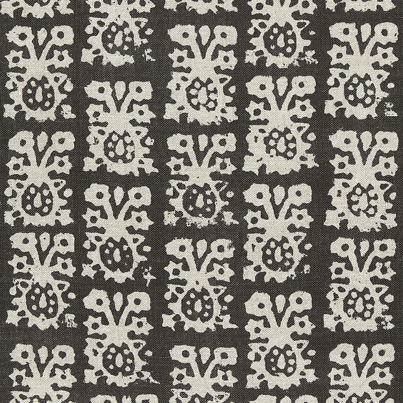 Schumacher Jakarta Linen Print Graphite Fabric