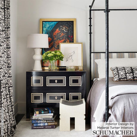 Schumacher Jakarta Linen Print Graphite Fabric