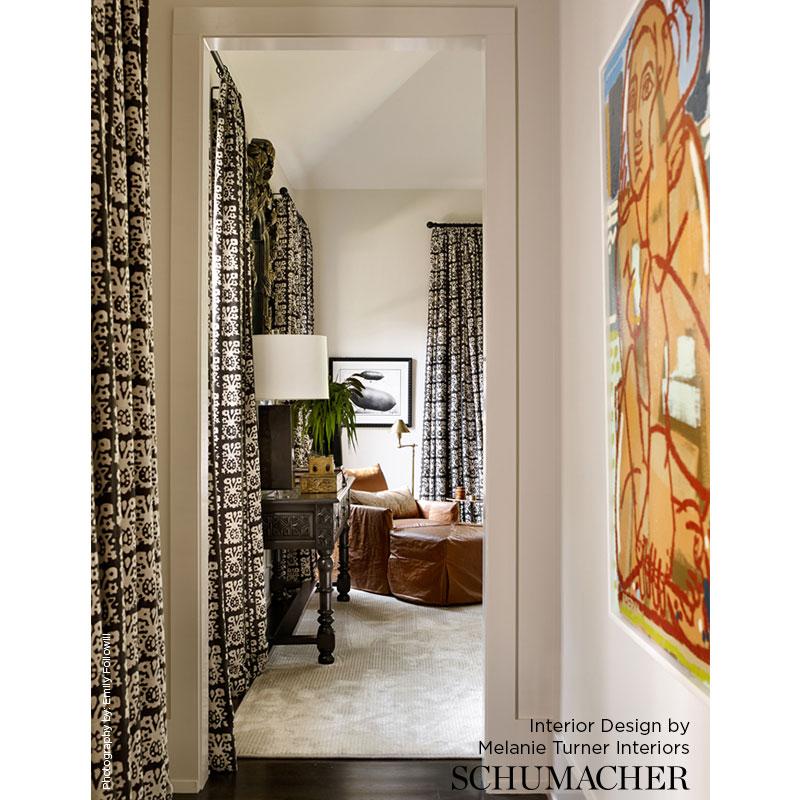 Schumacher Jakarta Linen Print Graphite Fabric