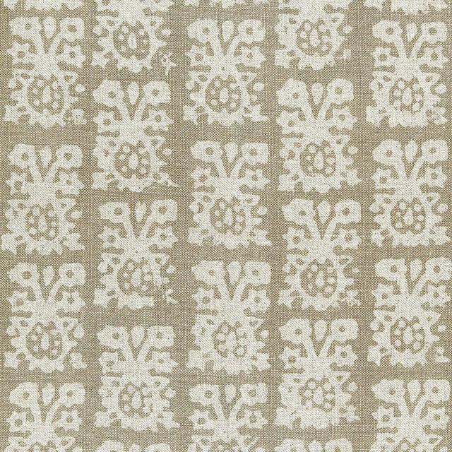 Schumacher Jakarta Linen Print Greige Fabric