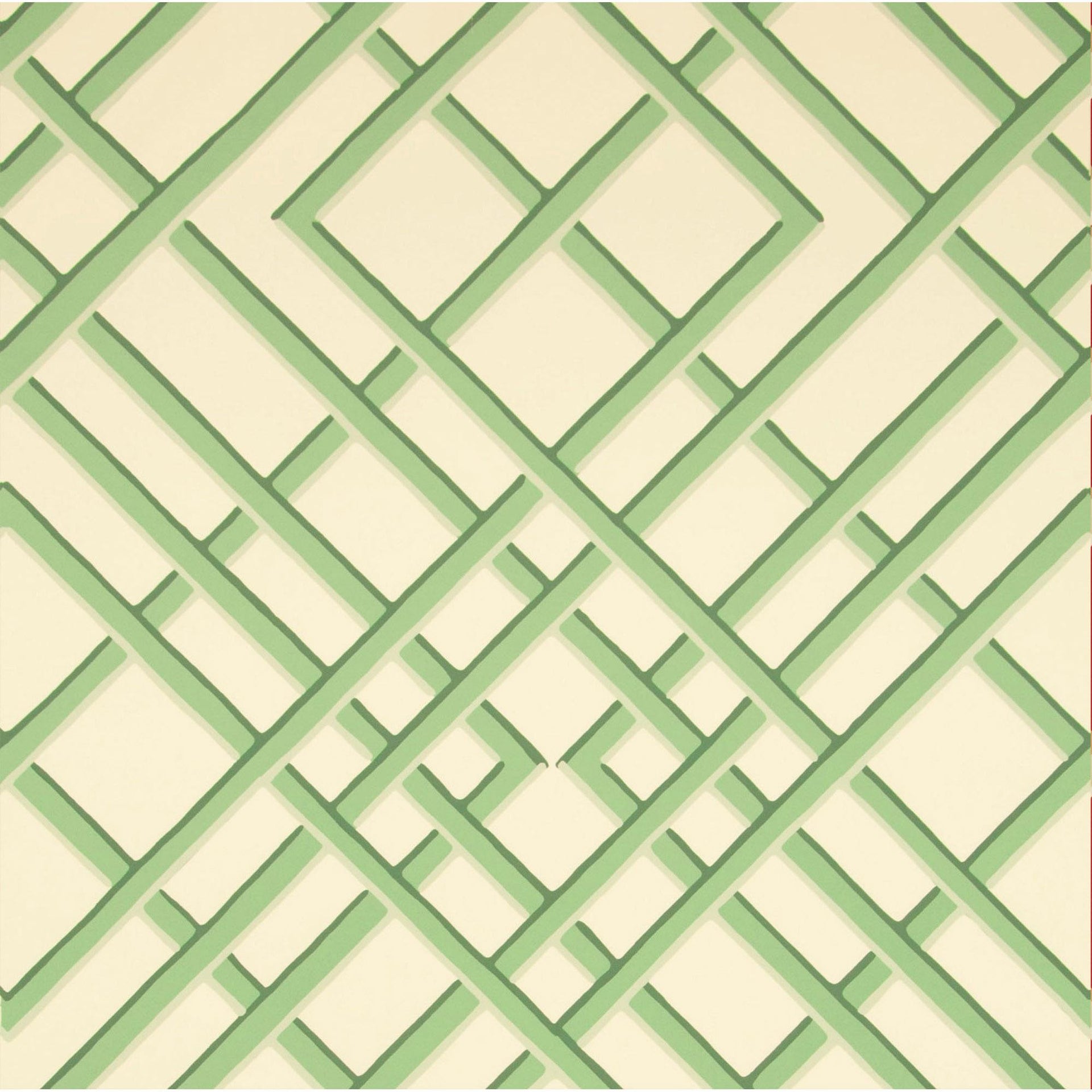 Brunschwig & Fils Treillage Sidewall Celadon On Off-White Wallpaper