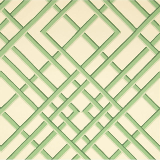Brunschwig & Fils TREILLAGE SIDEWALL CELADON ON OFF-WHITE Wallpaper