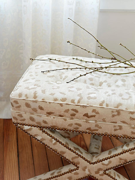 Scalamandre Broderie Leopard Camel On Cream Fabric