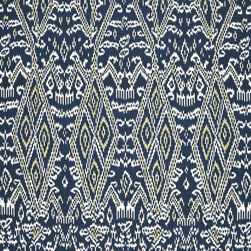 Schumacher Maya Ikat Print Indigo Fabric
