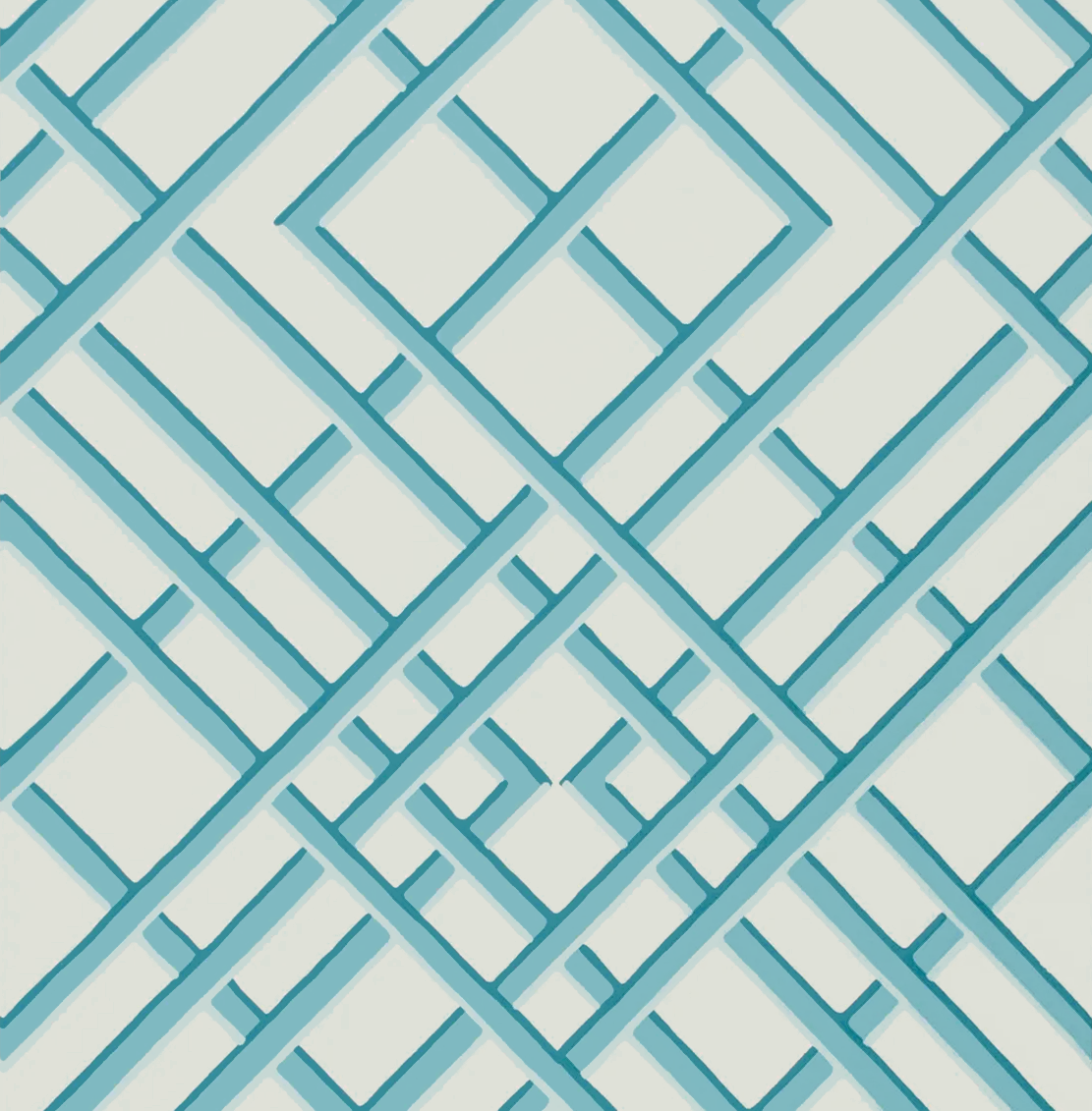 Brunschwig & Fils TREILLAGE SIDEWALL AQUA Wallpaper