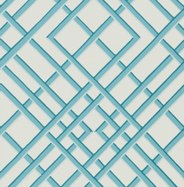 Brunschwig & Fils TREILLAGE SIDEWALL AQUA Wallpaper