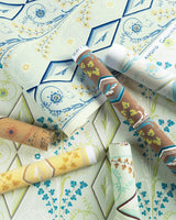 Brunschwig & Fils GALLIER DIAMOND BROWN AND GREEN ON BEIGE Wallpaper