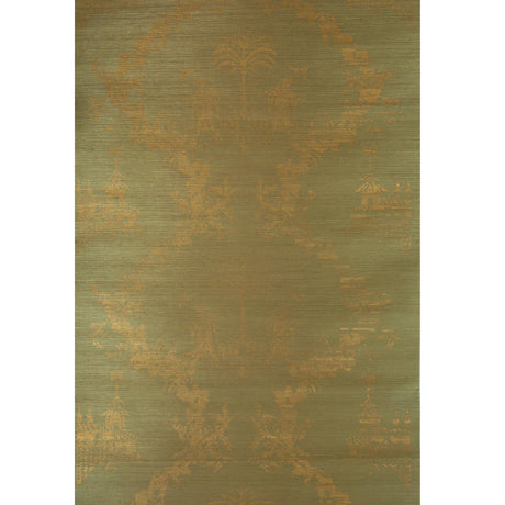 Brunschwig & Fils CHIRI ON SISAL & COTTON GOLD ON SPRING GREEN Wallpaper