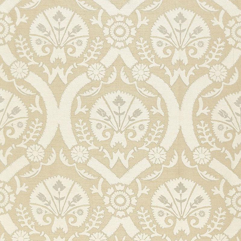 Schumacher Taza Damask Champagne Fabric