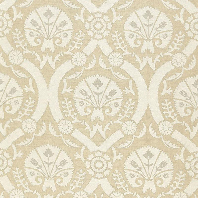 Schumacher Taza Damask Champagne Fabric