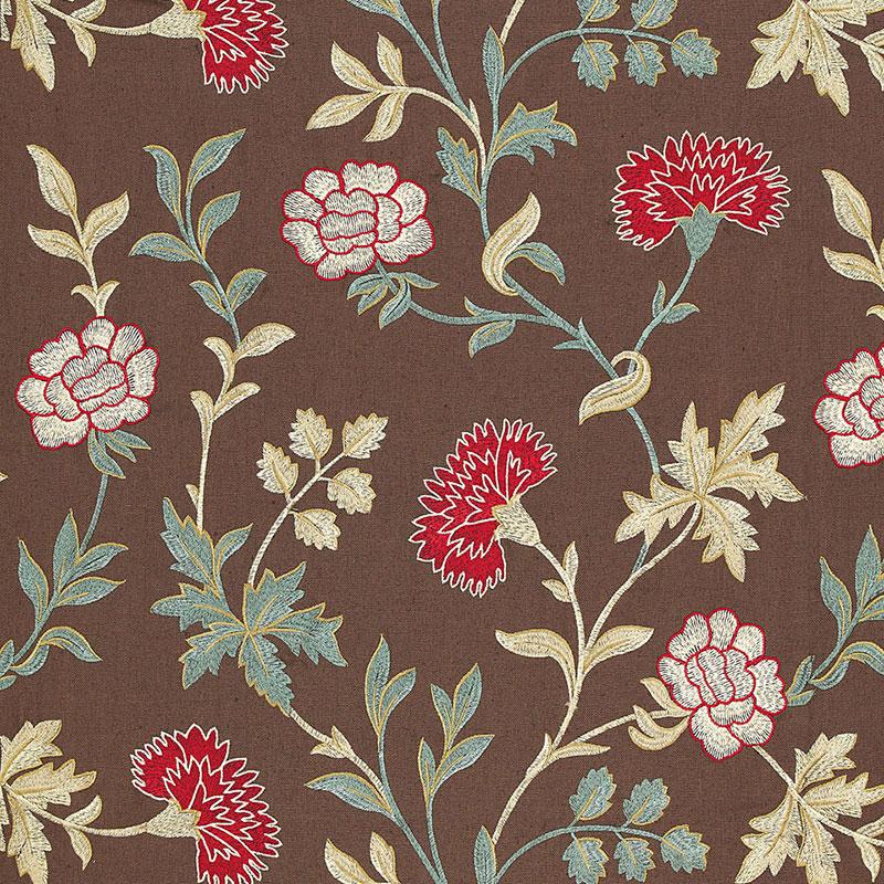 Schumacher Sheridan Embroidery Crimson Fabric