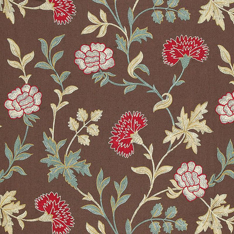 Schumacher Sheridan Embroidery Crimson Fabric