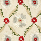 Schumacher Claremont Embroidery Crimson Fabric