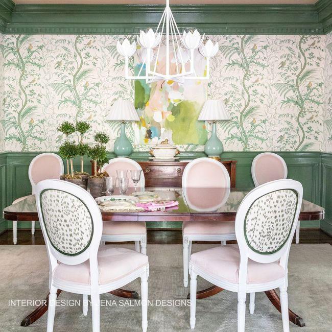 Brunschwig & Fils BIRD AND THISTLE GREEN Wallpaper