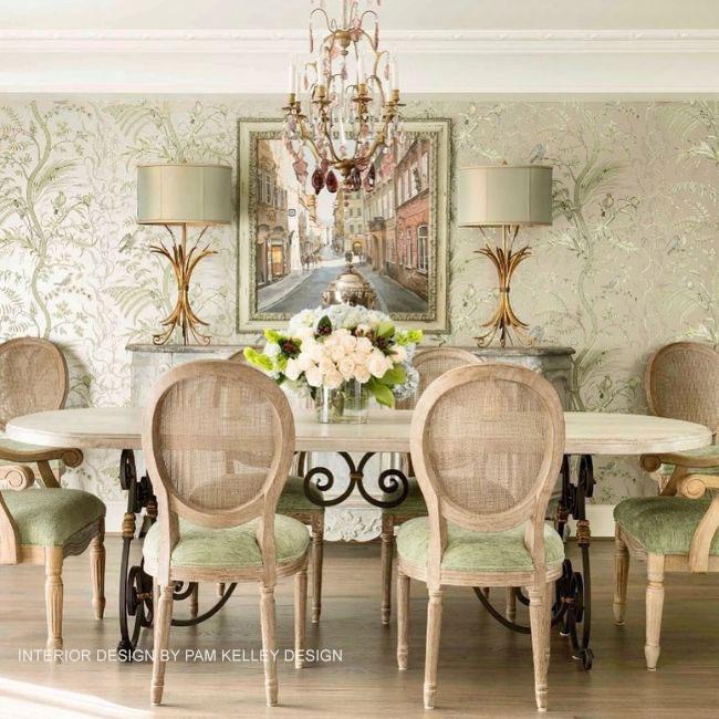 Brunschwig & Fils BIRD AND THISTLE GREEN Wallpaper