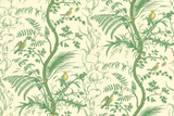 Brunschwig & Fils BIRD AND THISTLE GREEN Wallpaper